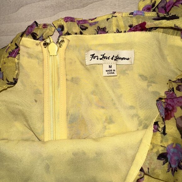 For Love & Lemons Maison Yellow Floral Print Maxi Dress Women's Medium M - Picture 5 of 11
